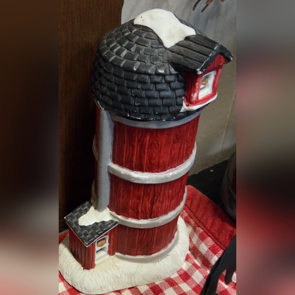 Nautical Red and Black Lighthouse Decor